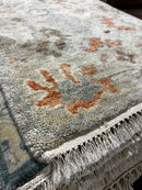 Paisley 2.6x14 Hand-Knotted Tan and Rust Oushak Runner | Banana Manor Rug Factory Outlet