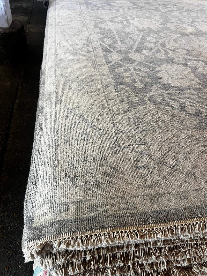 Paloma Contreras 8x10 Grey and Ivory Hand-Knotted Oushak Rug | Banana Manor Rug Factory Outlet