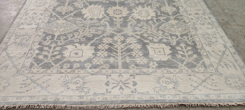 Paloma Contreras Grey and Ivory Hand-Knotted Oushak Rug 8x10 | Banana Manor Rug Company