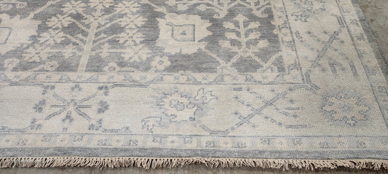 Paloma Contreras Grey and Ivory Hand-Knotted Oushak Rug 8x10 | Banana Manor Rug Company