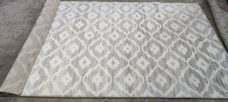 Pamela Fitch Silver and Grey Hand-Knotted Modern Rug 5x8 | Banana Manor Rug Company