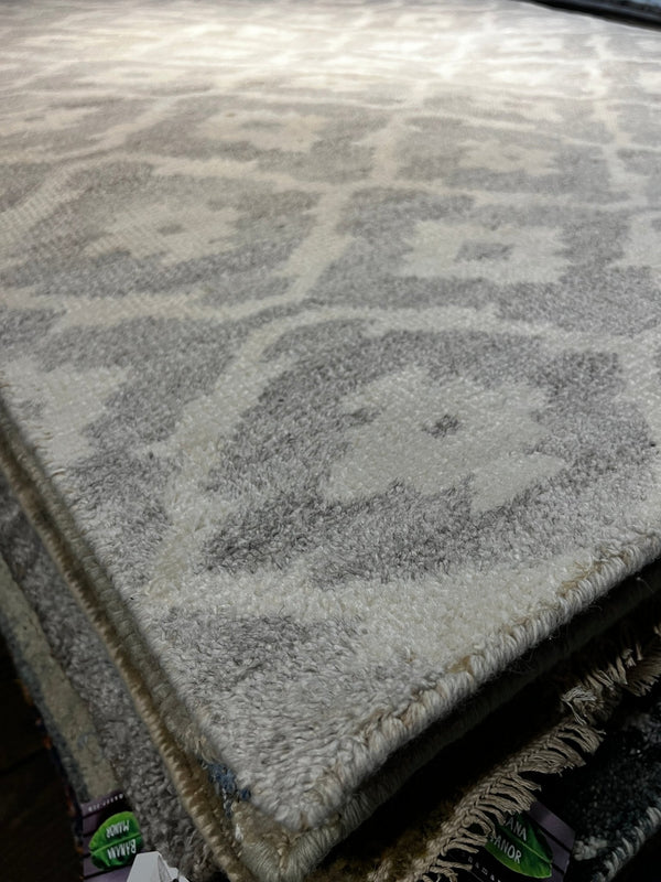 Pamela Fitch Silver and Grey Hand-Knotted Modern Rug 5x8 | Banana Manor Rug Company