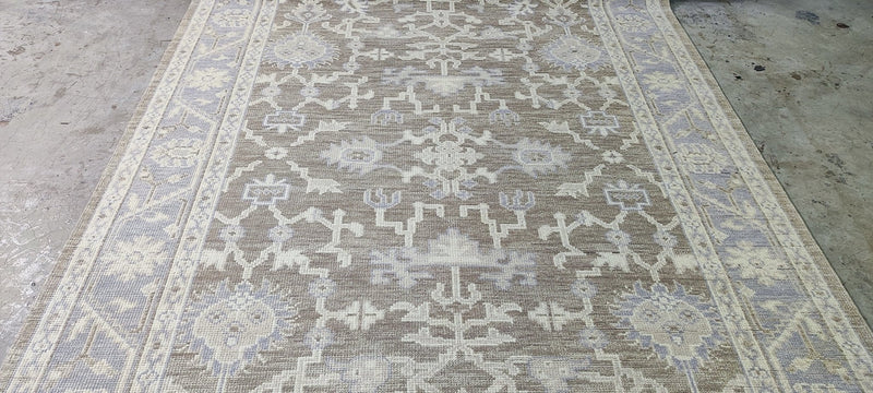 Pamela O'Brien Silver and Grey Hand-Knotted Oushak Rug 6x8.9 | Banana Manor Rug Company