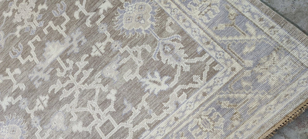 Pamela O'Brien Silver and Grey Hand-Knotted Oushak Rug 6x8.9 | Banana Manor Rug Company