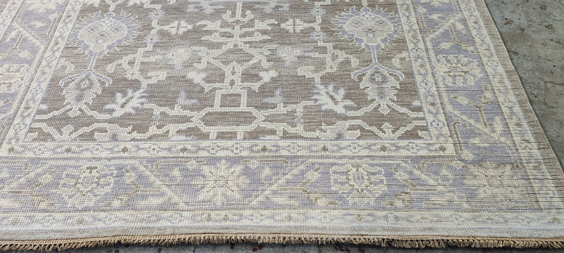 Pamela O'Brien Silver and Grey Hand-Knotted Oushak Rug 6x8.9 | Banana Manor Rug Company