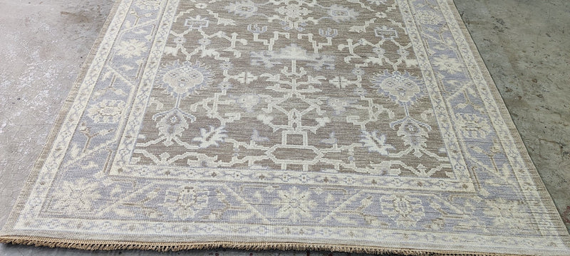 Pamela O'Brien Silver and Grey Hand-Knotted Oushak Rug 6x8.9 | Banana Manor Rug Company