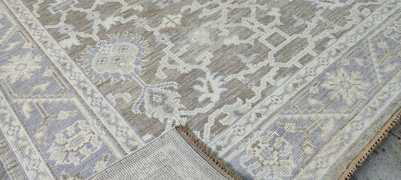 Pamela O'Brien Silver and Grey Hand-Knotted Oushak Rug 6x8.9 | Banana Manor Rug Company