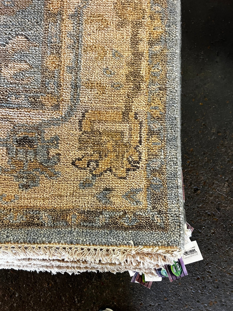 Pamela Shamshiri 8x10 Light Blue and Tan Hand-Knotted Oushak Rug | Banana Manor Rug Factory Outlet