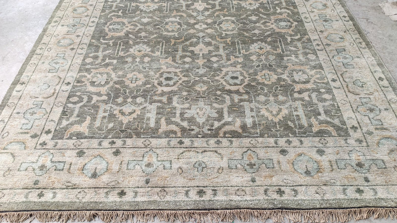 Parker 8x10 Greenish Grey Hand-Knotted Oushak Rug | Banana Manor Rug Company