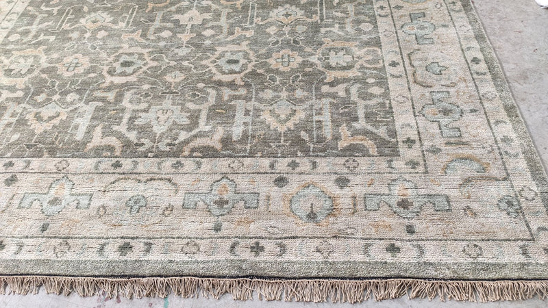 Parker 8x10 Greenish Grey Hand-Knotted Oushak Rug | Banana Manor Rug Company