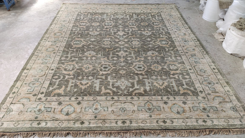 Parker 8x10 Greenish Grey Hand-Knotted Oushak Rug | Banana Manor Rug Company