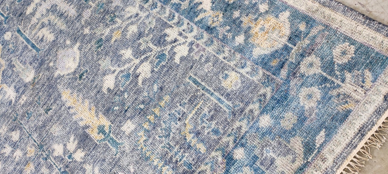 Parrish Cameron Grey and Blue Hand-Knotted Oushak Rug 8x10 | Banana Manor Rug Company