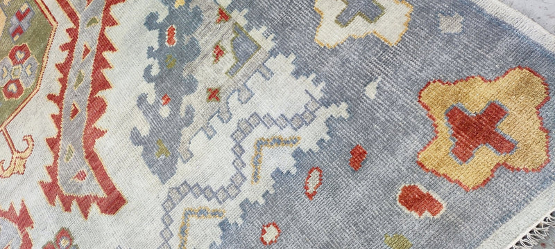 Paulina Andreeva Hand-Knotted Oushak Rug Light Blue and Tan 9x12 | Banana Manor Rug Company