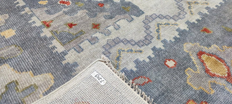 Paulina Andreeva Hand-Knotted Oushak Rug Light Blue and Tan 9x12 | Banana Manor Rug Company