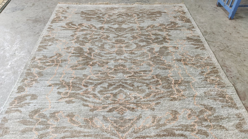 Pearl 5.6x8.6 Beige and Brown Hand-Knotted Rug | Banana Manor Rug Company