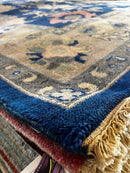 Pearl Thusi 8x10 Hand-Knotted Oushak Rug Blue and Tan | Banana Manor Rug Factory Outlet