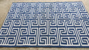 PeeWee 5.3x7.9 Ivory and Blue Geometric Greek Key Durrie Rug | Banana Manor Rug Company