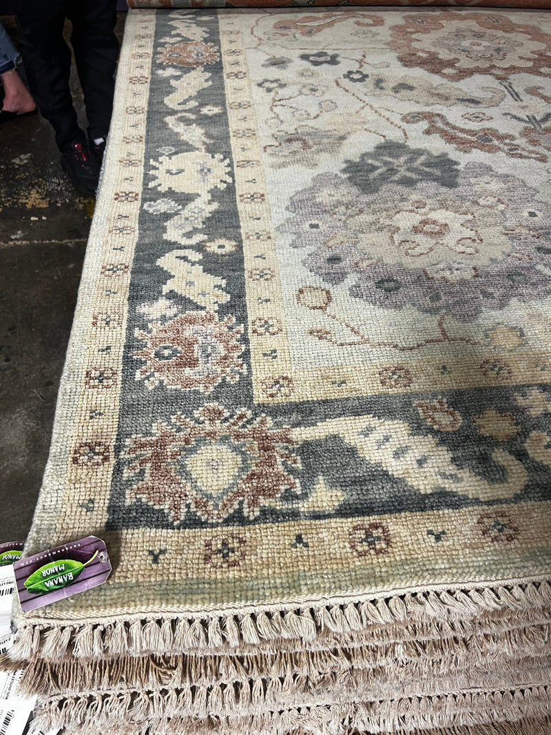 Pennilyn 6.3x9.3 Grey Hand-Knotted Oushak Rug | Banana Manor Rug Factory Outlet