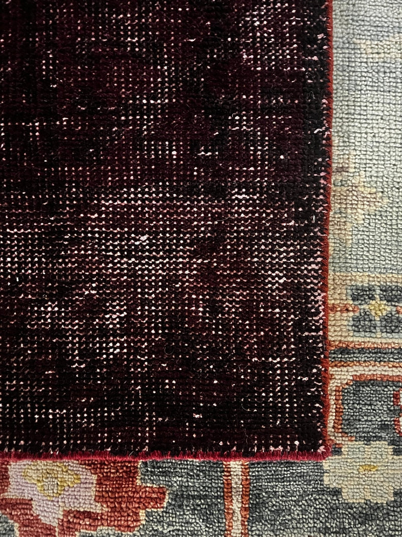 Penny Drue Baird Dark Red Hand-Knotted Oushak Runner 2x7.6 | Banana Manor Rug Company