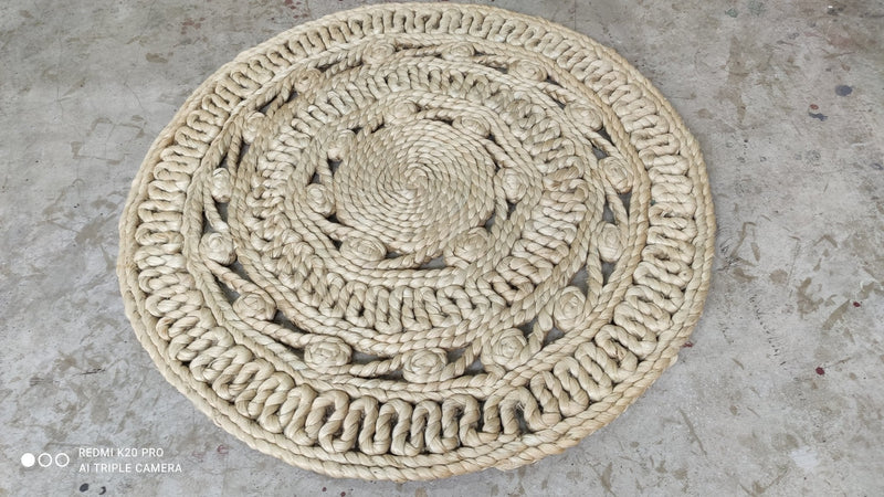 Peter Luger 3.6x3.6 Handwoven Round Natural Jute Rug | Banana Manor Rug Company