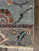 "Pien" Blue, Pink, and Orange Hand-Knotted Oushak Sample 8x10 | Banana Manor Rug Company