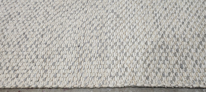 Pierre de Marivaux Handwoven Wool Durrie Natural Grey Loop 6.6x9.6 | Banana Manor Rug Company