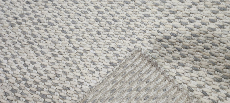 Pierre de Marivaux Handwoven Wool Durrie Natural Grey Loop 6.6x9.6 | Banana Manor Rug Company