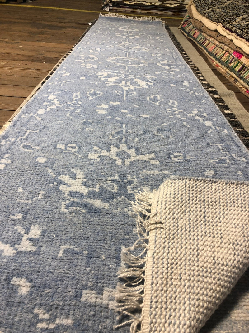 Pinkman 2.3x10 Hand-Knotted Light Blue Runner | Banana Manor Rug Company