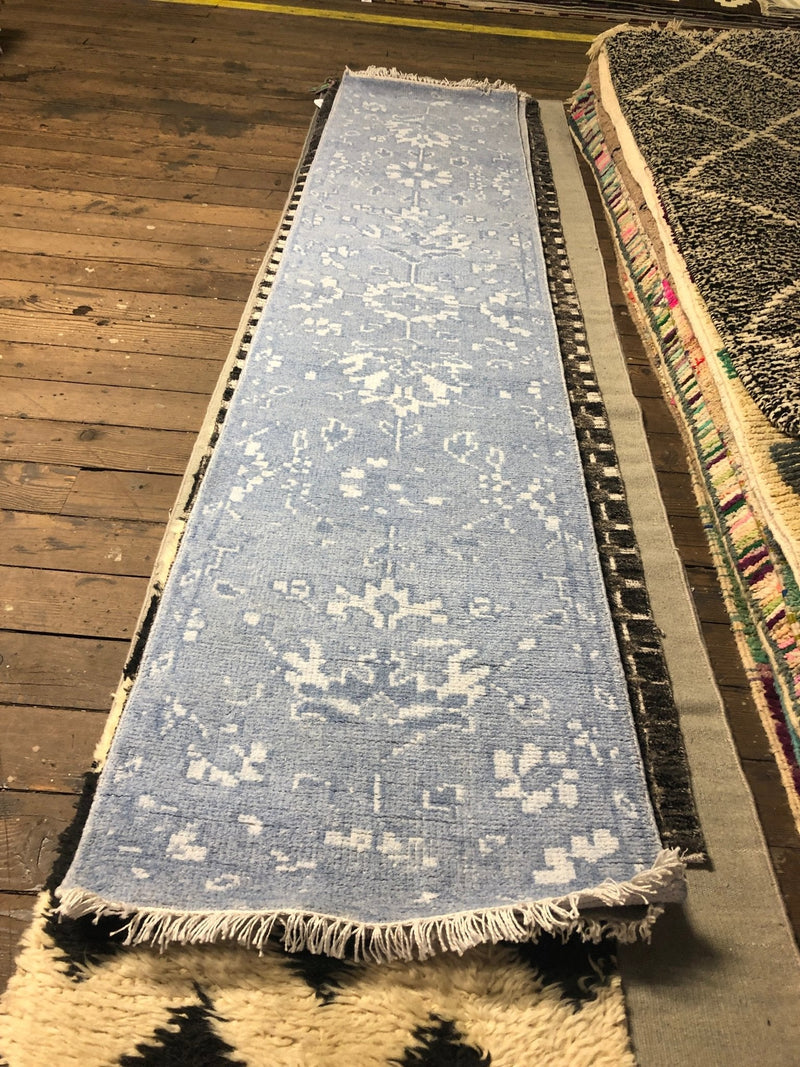 Pinkman 2.3x10 Hand-Knotted Light Blue Runner | Banana Manor Rug Company