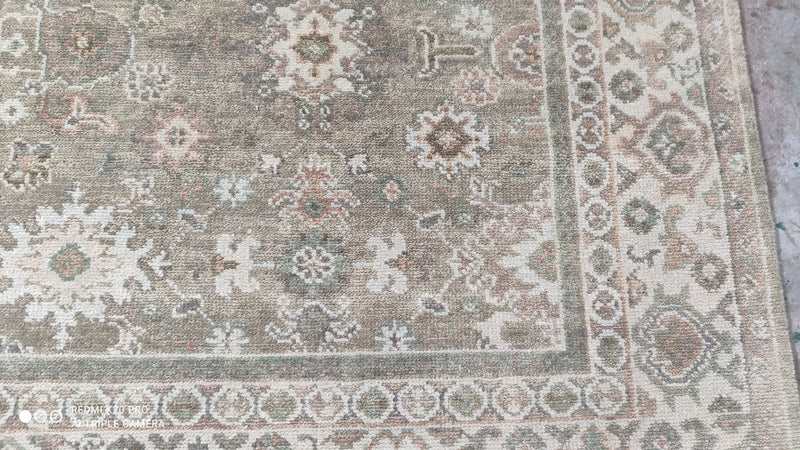 Polly 8.3x10.3 Light Brown Hand-Knotted Oushak Rug | Banana Manor Rug Company