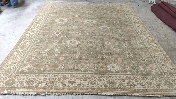 Polly 8.3x10.3 Light Brown Hand-Knotted Oushak Rug | Banana Manor Rug Company