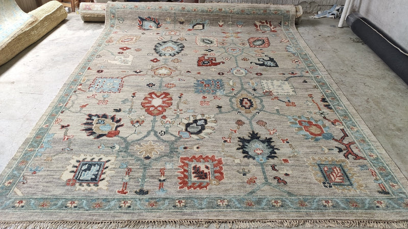 Quinn 9x12 Tan and Beige Hand-Knotted Oushak Rug | Banana Manor Rug Company
