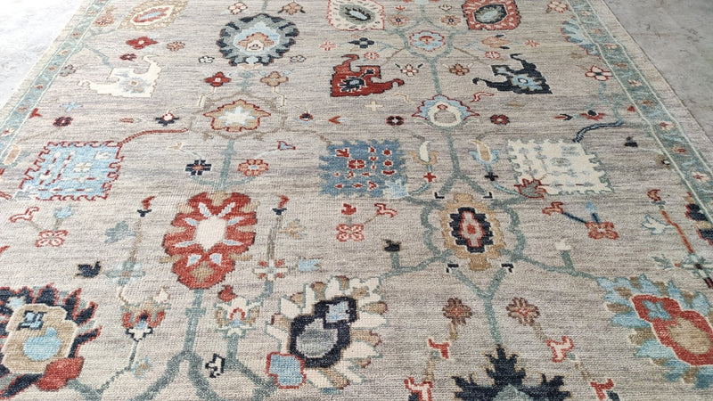 Quinn 9x12 Tan and Beige Hand-Knotted Oushak Rug | Banana Manor Rug Company