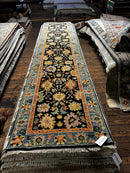 Rachel Nichol 2.6x11.9 Dark Blue Hand-Knotted Oushak Runner | Banana Manor Rug Factory Outlet