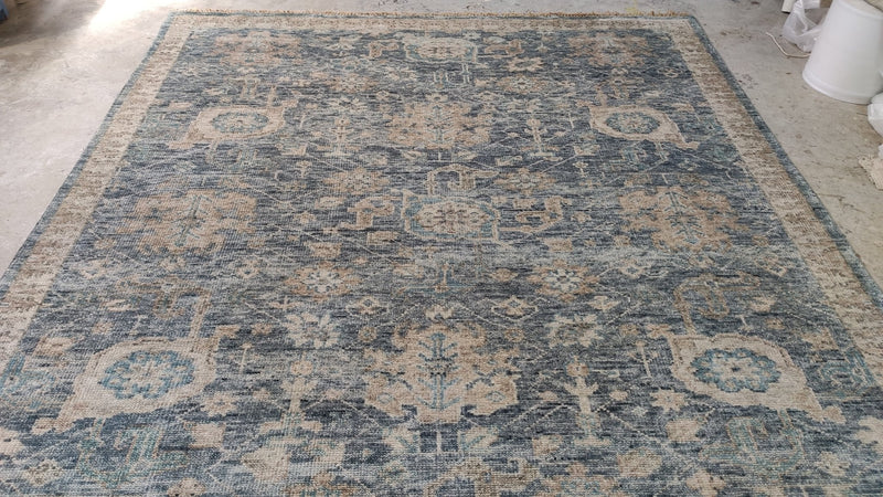 Raelynn 8.9x11.3 Medium Blue Hand-Knotted Oushak Rug | Banana Manor Rug Company