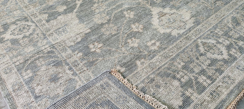 Rainey Richardson Silver and Grey Hand-Knotted Oushak Rug 6x9.3 | Banana Manor Rug Company