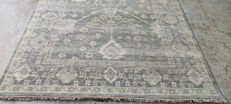 Rainey Richardson Silver and Grey Hand-Knotted Oushak Rug 6x9.3 | Banana Manor Rug Company