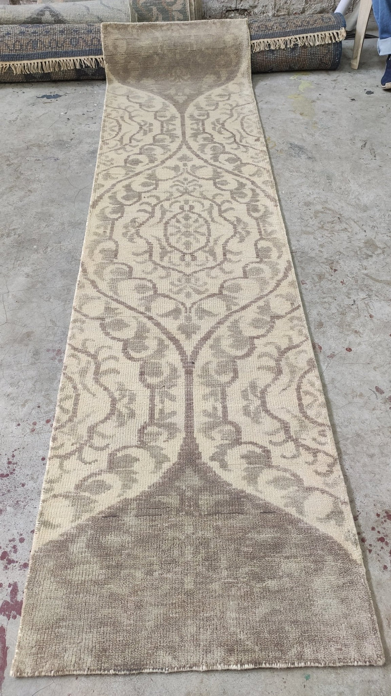 Ratana 2.3x8.6 Beige Hand-Knotted Modern Runner | Banana Manor Rug Company