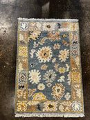 Rebecca Romijn 2x3 Light Blue Hand-Knotted Oushak Rug | Banana Manor Rug Factory Outlet