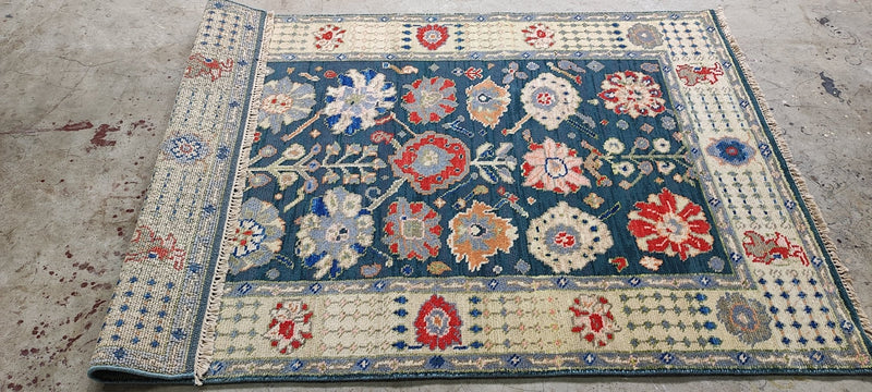 Renate Reinsve 4x6 Dark Green Hand-Knotted Oushak Rug | Banana Manor Rug Company