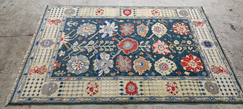 Renate Reinsve 4x6 Dark Green Hand-Knotted Oushak Rug | Banana Manor Rug Company