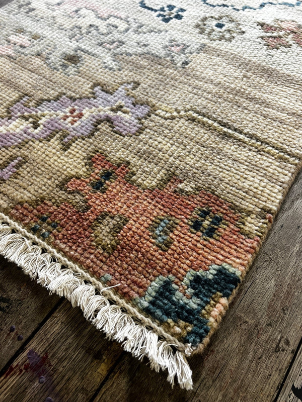 "Renske" Tan and Rust Hand-Knotted Oushak Sample🍌8x10 | Banana Manor Rug Company