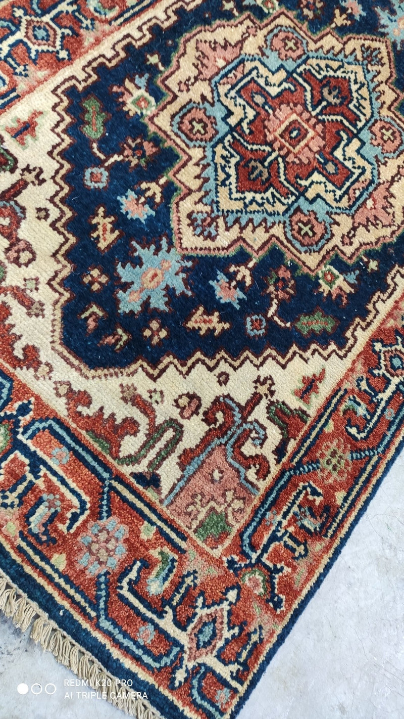 Rex Reed 2.6x8 Blue and Red Hand-Knotted Serapi Runner | Banana Manor Rug Company