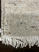 Richard Steele 3.6x5.6 Handwoven Wool Durrie Natural Ivory Hand-carded | Banana Manor Rug Factory Outlet