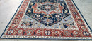 Rita Konig Blue and Rust Hand-Knotted Heriz Rug 8x10 | Banana Manor Rug Company