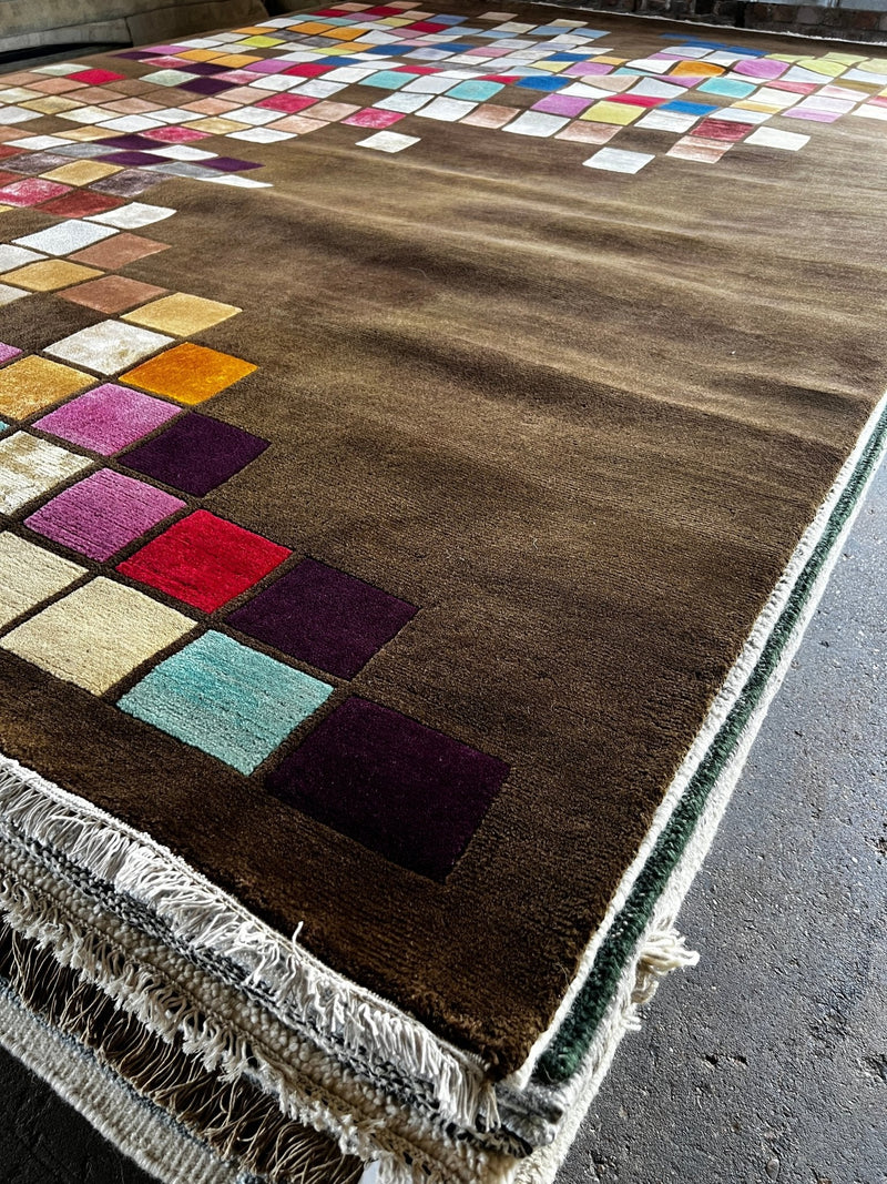 Robert Bolle Hand-Knotted Modern Rug Brown Multi-Colored Abstract 9x12 | Banana Manor Rug Company