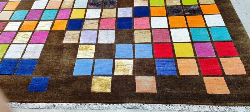 Robert Bolle Hand-Knotted Modern Rug Brown Multi-Colored Abstract 9x12 | Banana Manor Rug Company