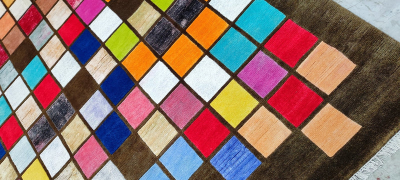 Robert Bolle Hand-Knotted Modern Rug Brown Multi-Colored Abstract 9x12 | Banana Manor Rug Company