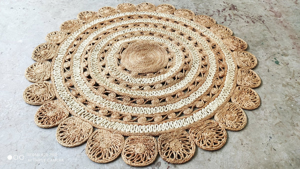 Roberta 4x4 Handwoven Natural Round Jute Rug | Banana Manor Rug Company