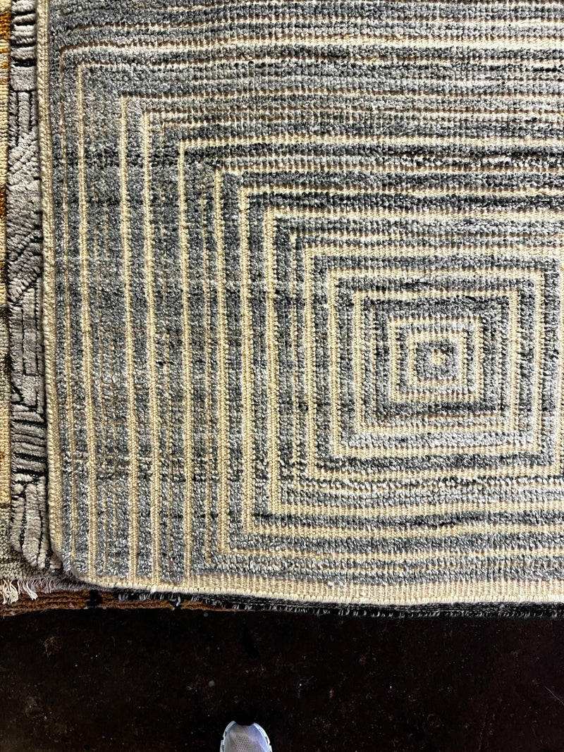 Roberto 9.3x12.6 Hand-Knotted Modern Blue & Ivory Rug | Banana Manor Rug Factory Outlet